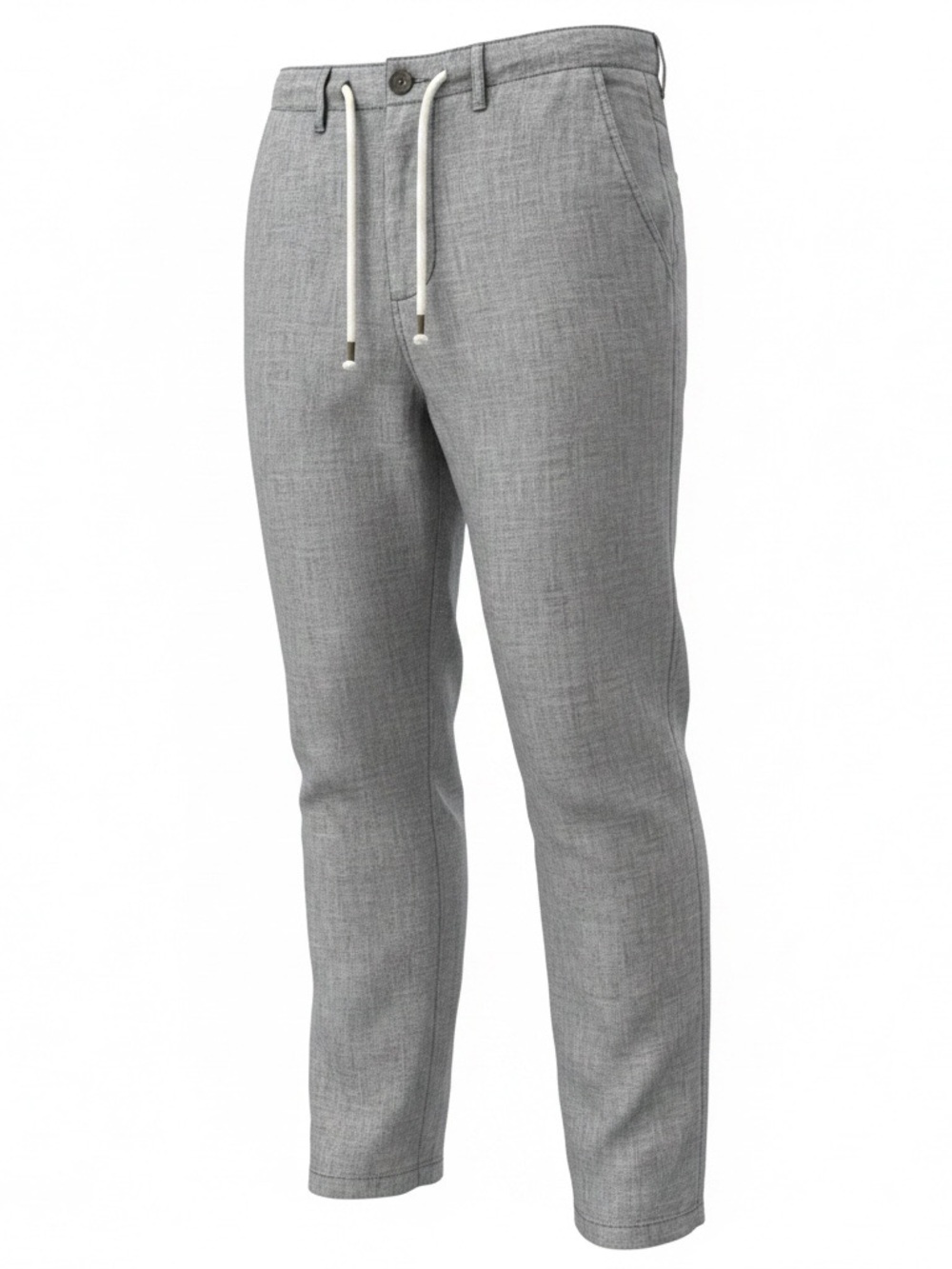 Zara Gray Casual Drawstring Linen-Blend Pants